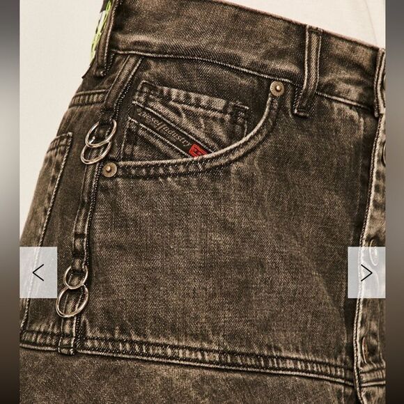 Diesel NWT Mini 5 Pocket Black Denim Skirt De-Bethy Pleated Skirt Size 25 - Picture 5 of 10